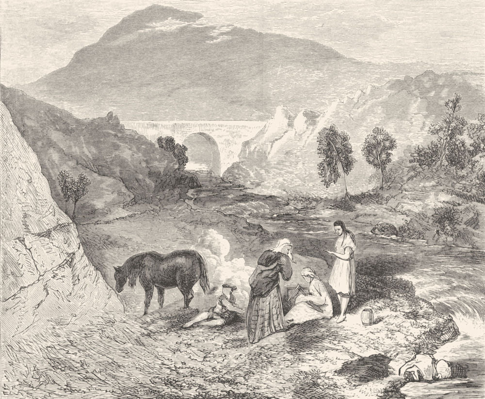 TRADITIONAL DRESS. Gipsy Camp-Landseer c1880 old antique vintage print picture